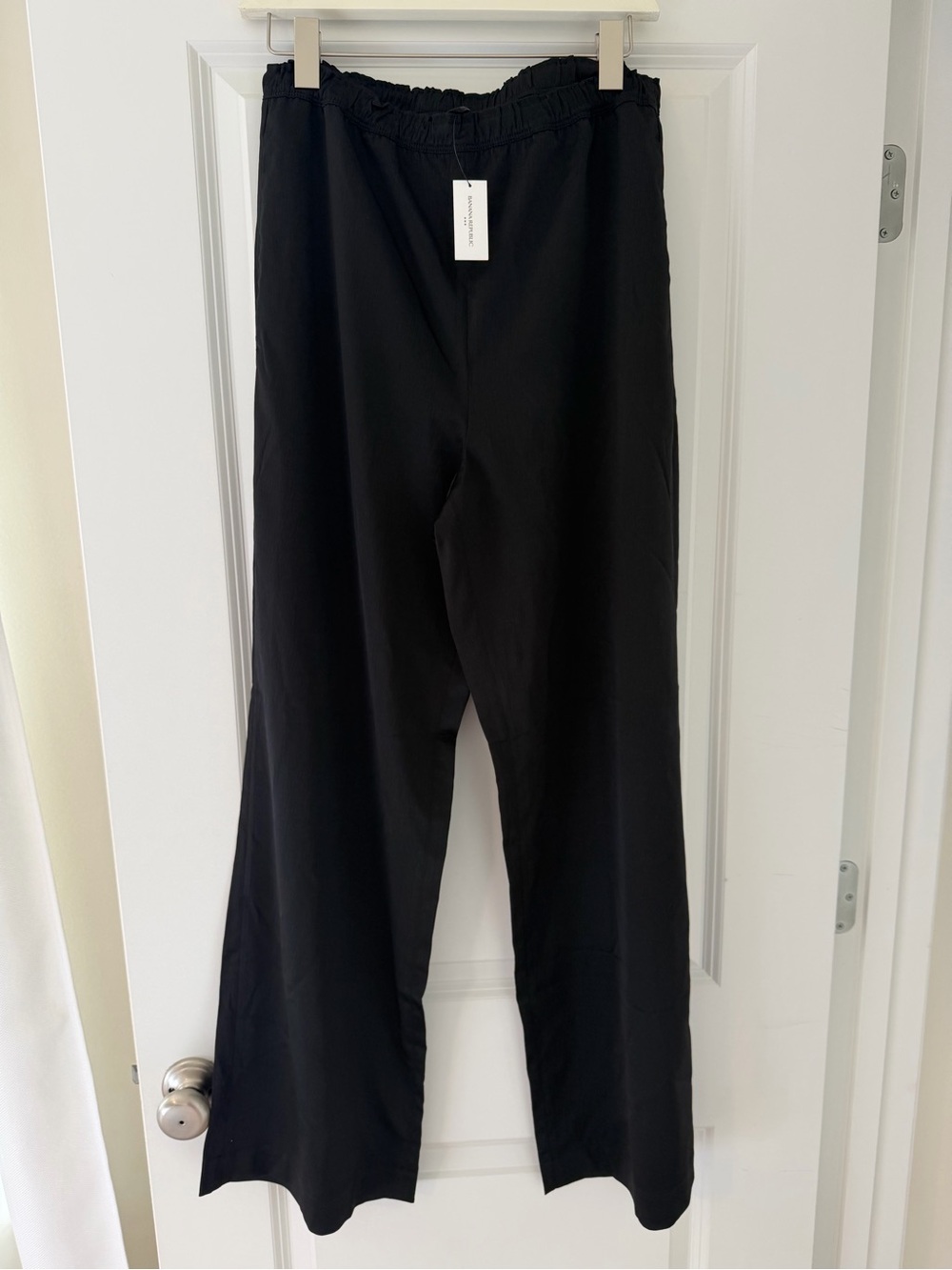 Banana Republic Black Satin Pull On Wide-Leg Pants